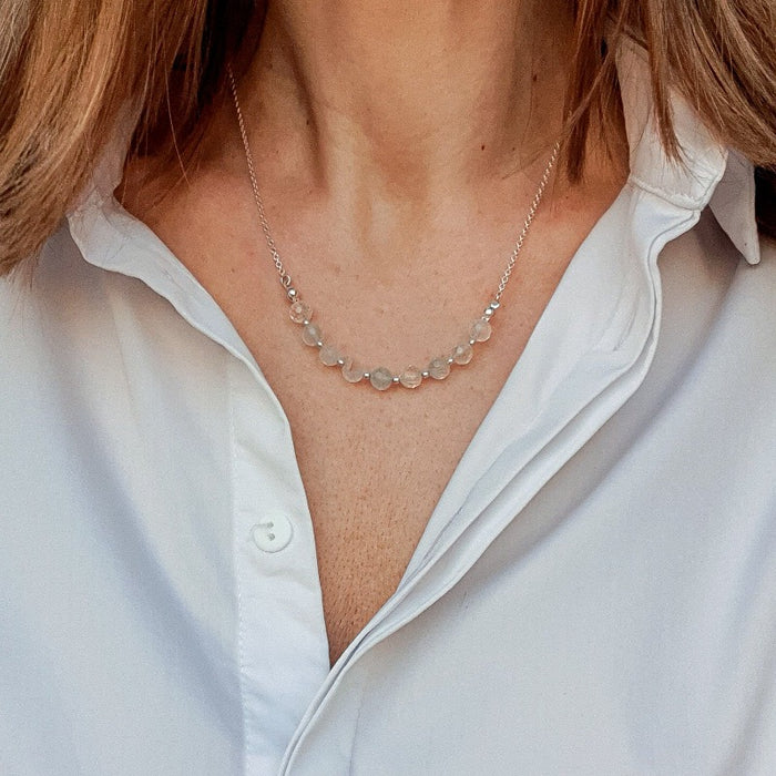 Set of Topaz Silver Necklace and Bracelet for Women "Wind of Change"