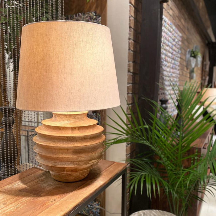 Skye Ridged Wood Table Lamp - LH Imports