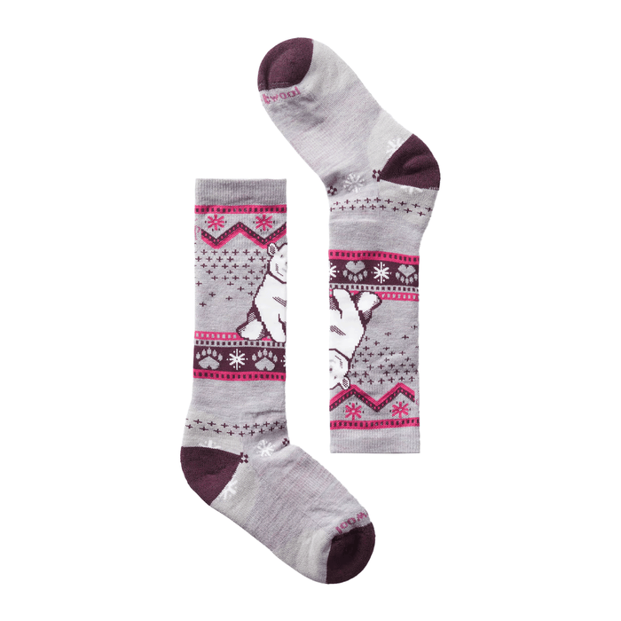 Smartwool Kid's Wintersport Full Cushion Polar Bear Pattern OTC Sock Purple Eclipse - Comor - Go Play Outside