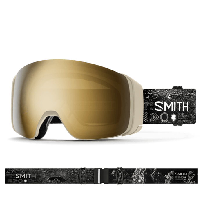Smith 4D MAG Goggles Chalk Space Invader/ChromaPop Sun Black Gold Mirror + ChromaPop Storm Blue Sensor Mirror - Comor