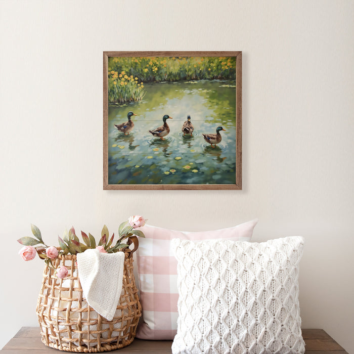 Spring Ducks In Pond