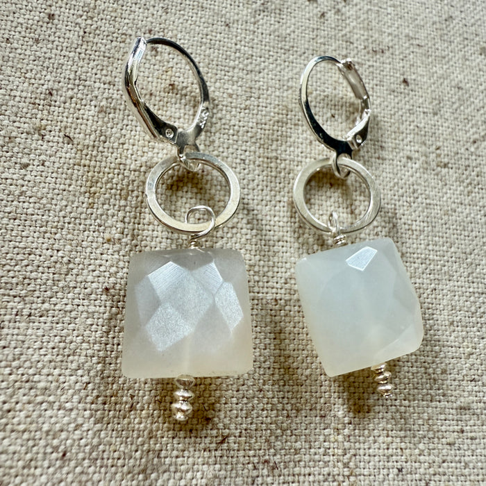 Square Moonstone Earrings