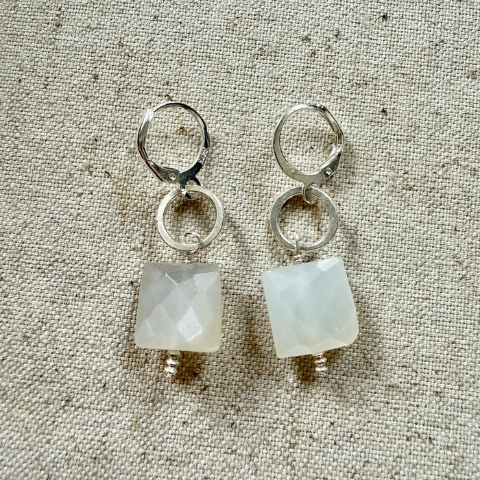 Square Moonstone Earrings