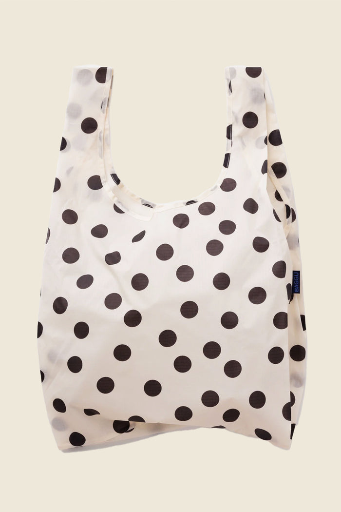 Standard Baggu, Cream & Black Polka Dots