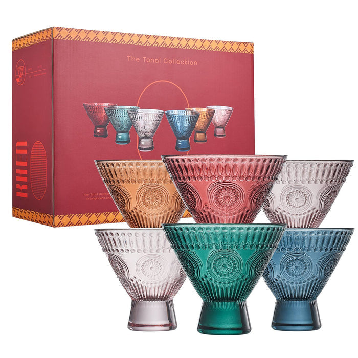 Stemless Martini Cocktail Glasses - Set 0f 6