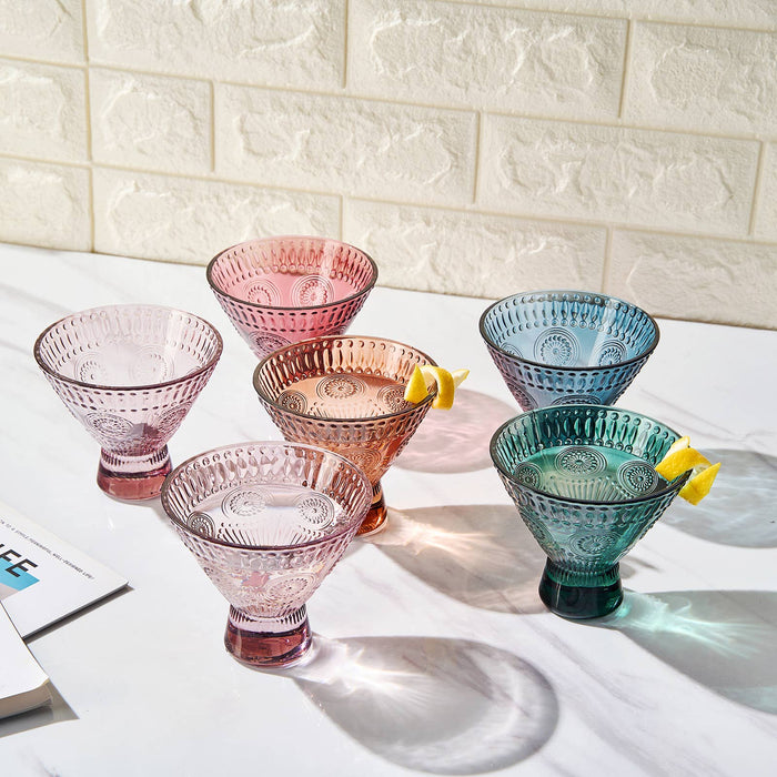 Stemless Martini Cocktail Glasses - Set 0f 6