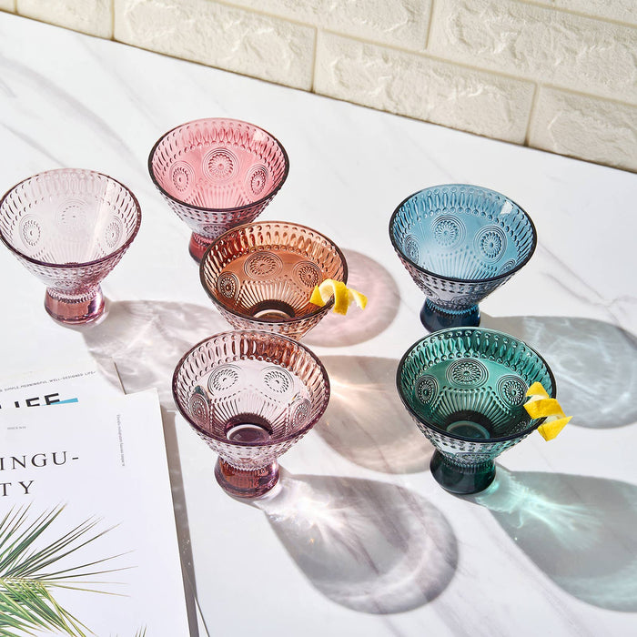 Stemless Martini Cocktail Glasses - Set 0f 6