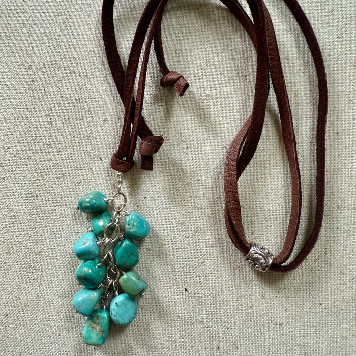 Turquoise & Leather Necklace