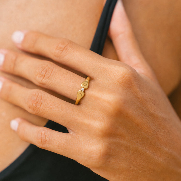 Crystal Duo Initial Ring