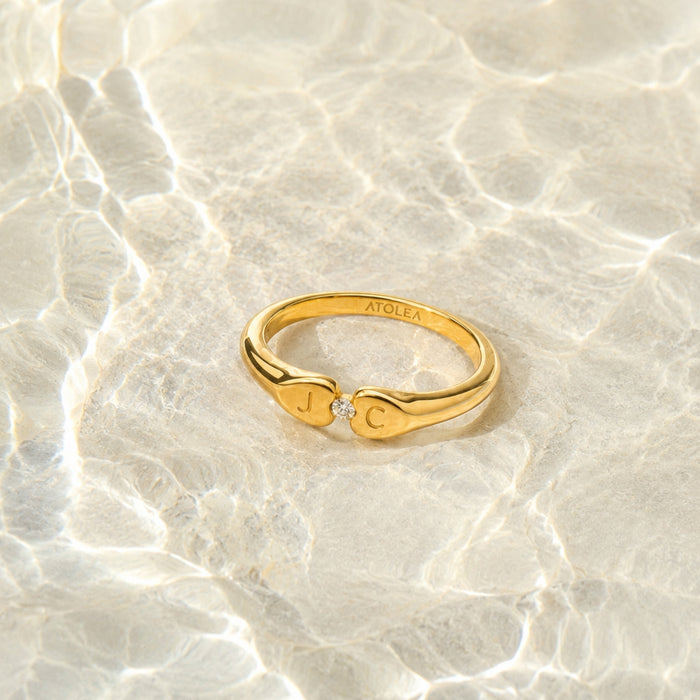 Two Letter Crystal Ring