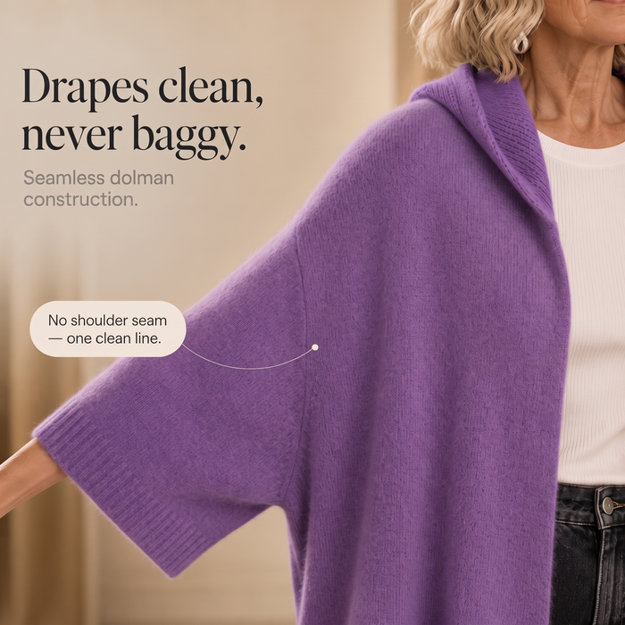 Velmora – Hooded Open-Front Batwing Knit Cardigan