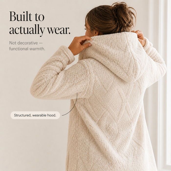 Wearbella – Diamond Jacquard Plush Hooded Coat