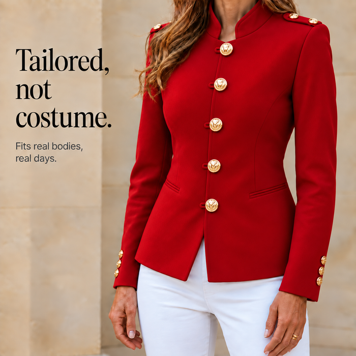 Wearbella – Gold Button Tailored Military Blazer