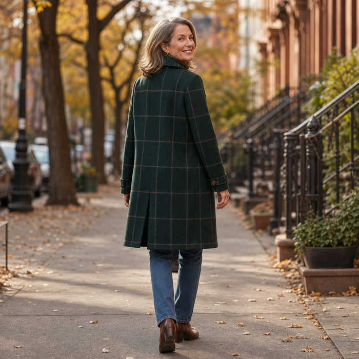 Wearbella – Plaid Two-Button Oversized Wool-Look Coat
