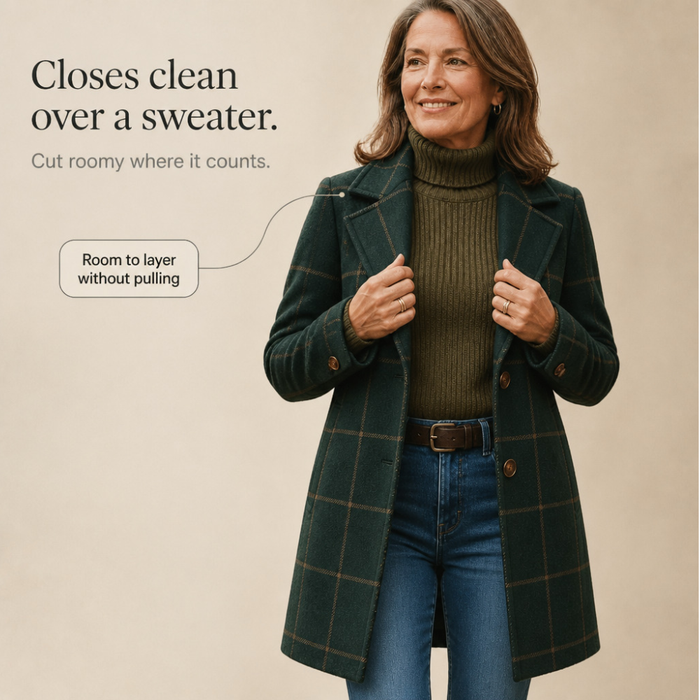Wearbella – Plaid Two-Button Oversized Wool-Look Coat