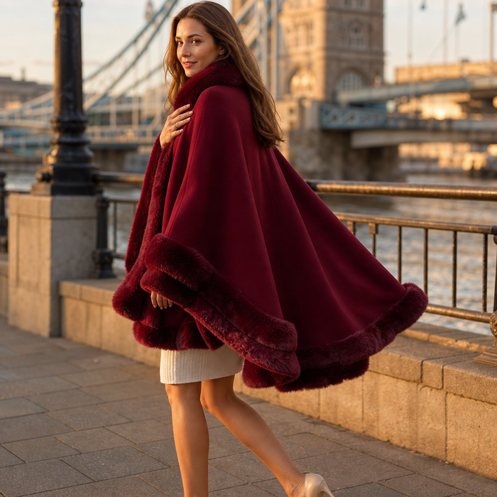 Wearbella – Trimmed Hooded Knit Cape Coat