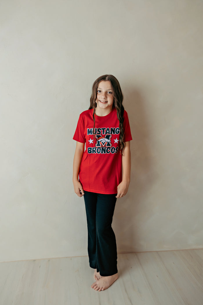 Youth Star Mustang Broncos Graphic Tee Red